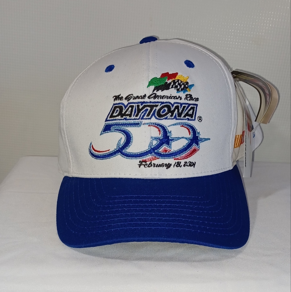 2001 Daytona 500 White and Blue Cap
